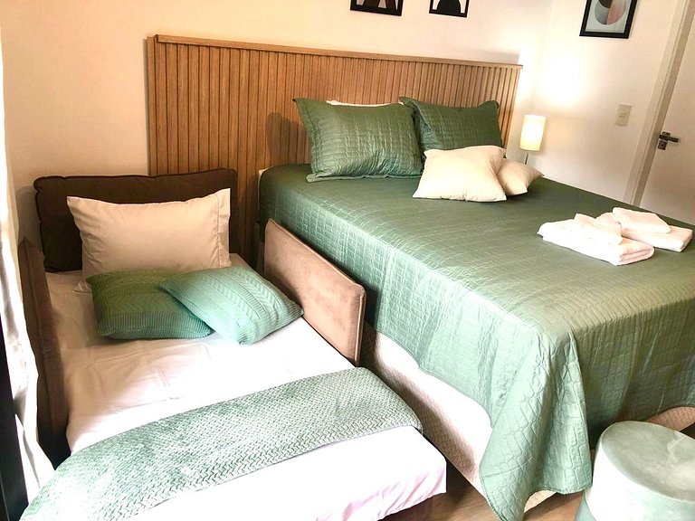 Cama QUEEEN, Rooftop c Piscina, Garagem e AR Condicionado