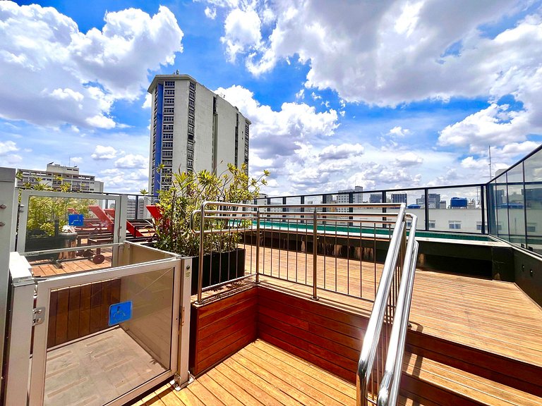 Cama QUEEEN, Rooftop c Piscina, Garagem e AR Condicionado