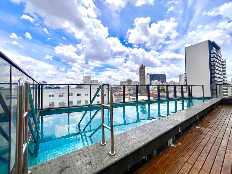 Cama QUEEEN, Rooftop c Piscina, Garagem e AR Condicionado