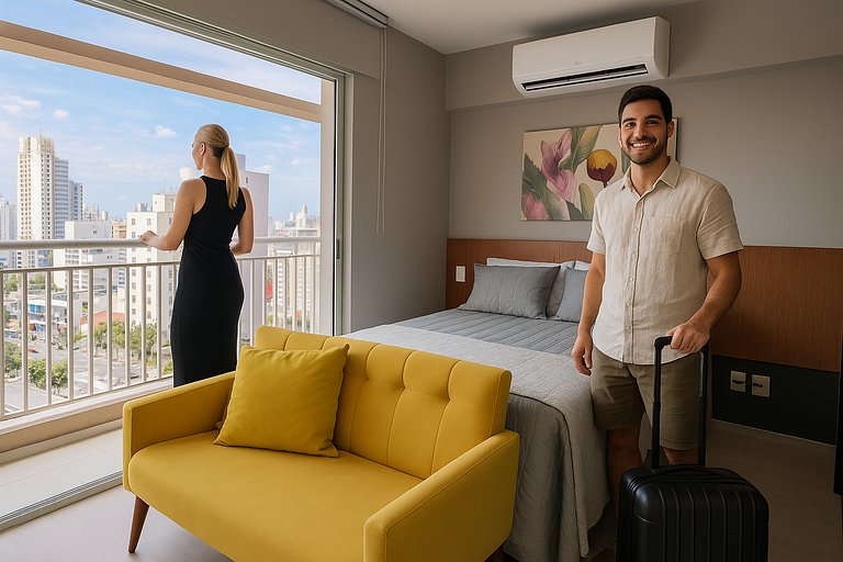 Refúgio Privado Liberdade: A/C + Rooftop ao lado do metro