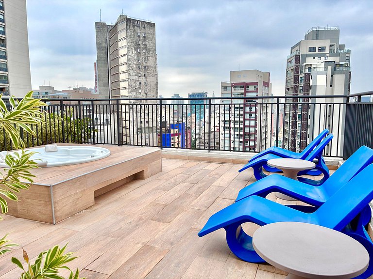 10 min da Av Paulista - AC, Rooftop e Academia