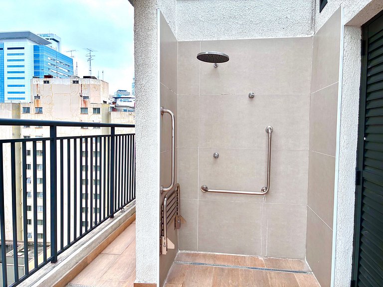 Shopping Frei Caneca|10min Paulista + Rooftop + Ar