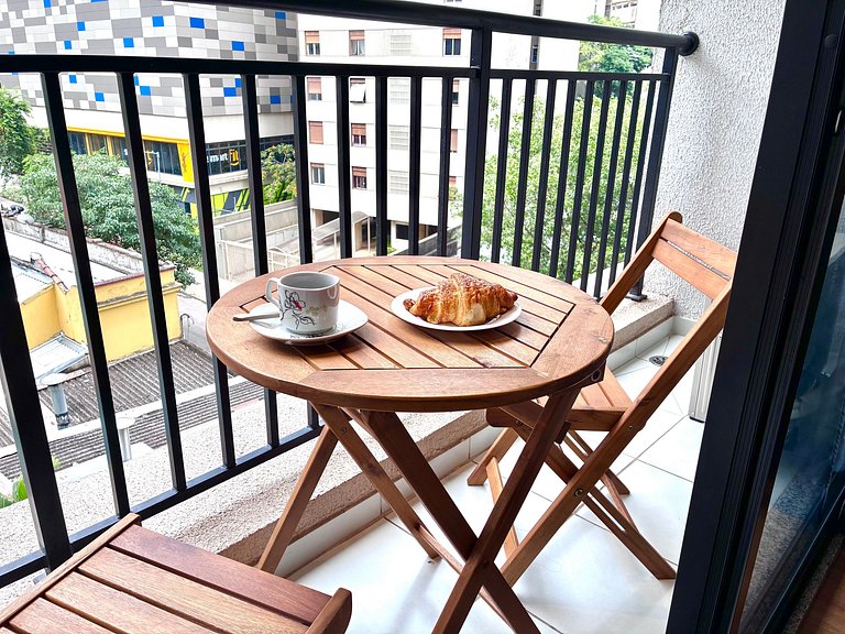 Shopping Frei Caneca|10min Paulista + Rooftop + Ar