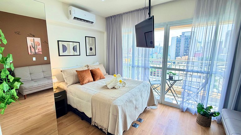 Studio Boho Liberdade| Acomoda 4 | 260m Metrô + AC