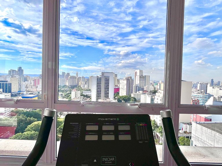 Liberdade | 200m do Metrô + Ar + Rooftop + Gym