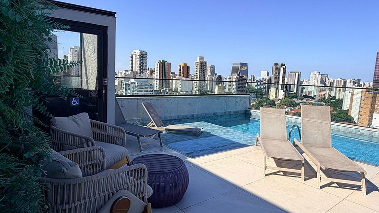 Comodidade na V Madalena - Ar e Rooftop