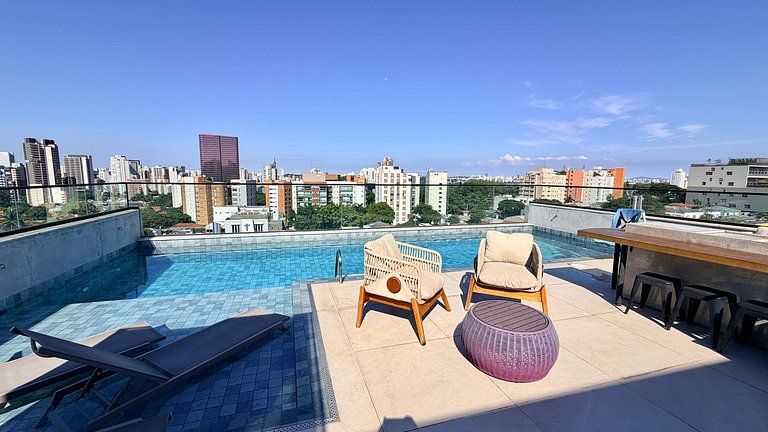 V Madalena - Garagem + Piscina + Cama Queen + Ar