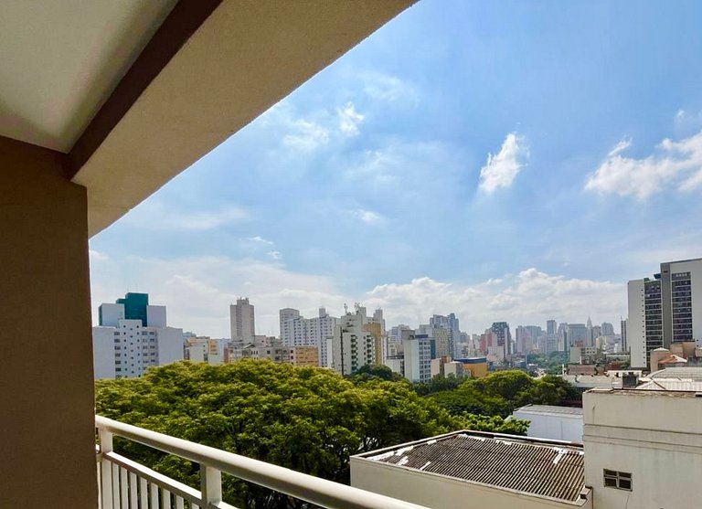 Liberdade | 200m do Metrô + Ar + Rooftop + Gym