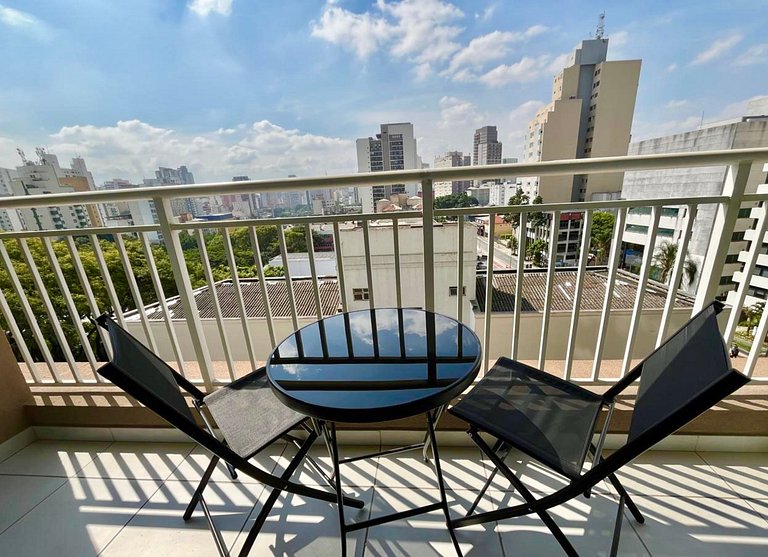 Liberdade | 200m do Metrô + Ar + Rooftop + Gym