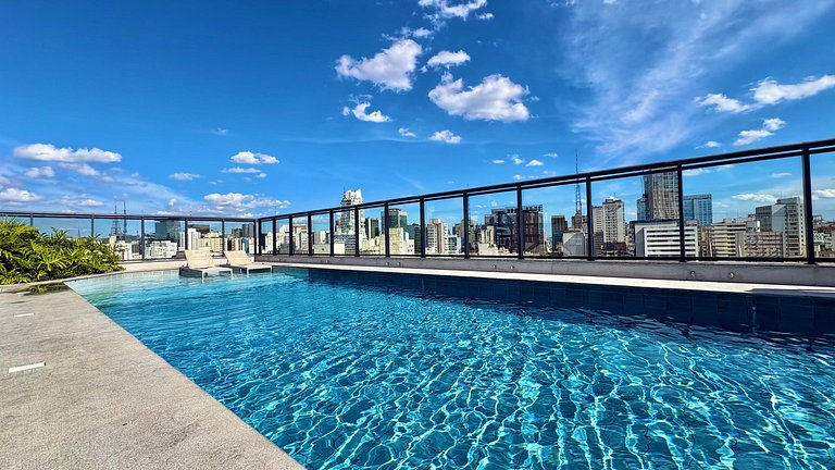 Av. Paulista a 2 minutos - Piscina incrível no rooftop e ar-