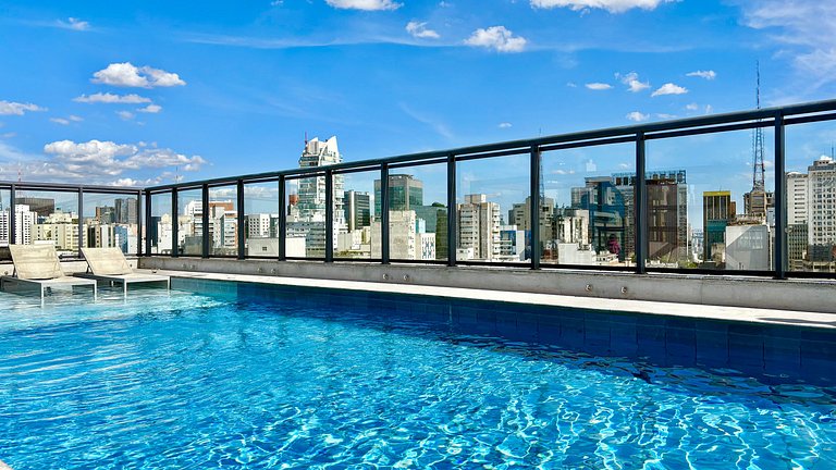 Av. Paulista a 2 minutos - Piscina incrível no rooftop e ar-